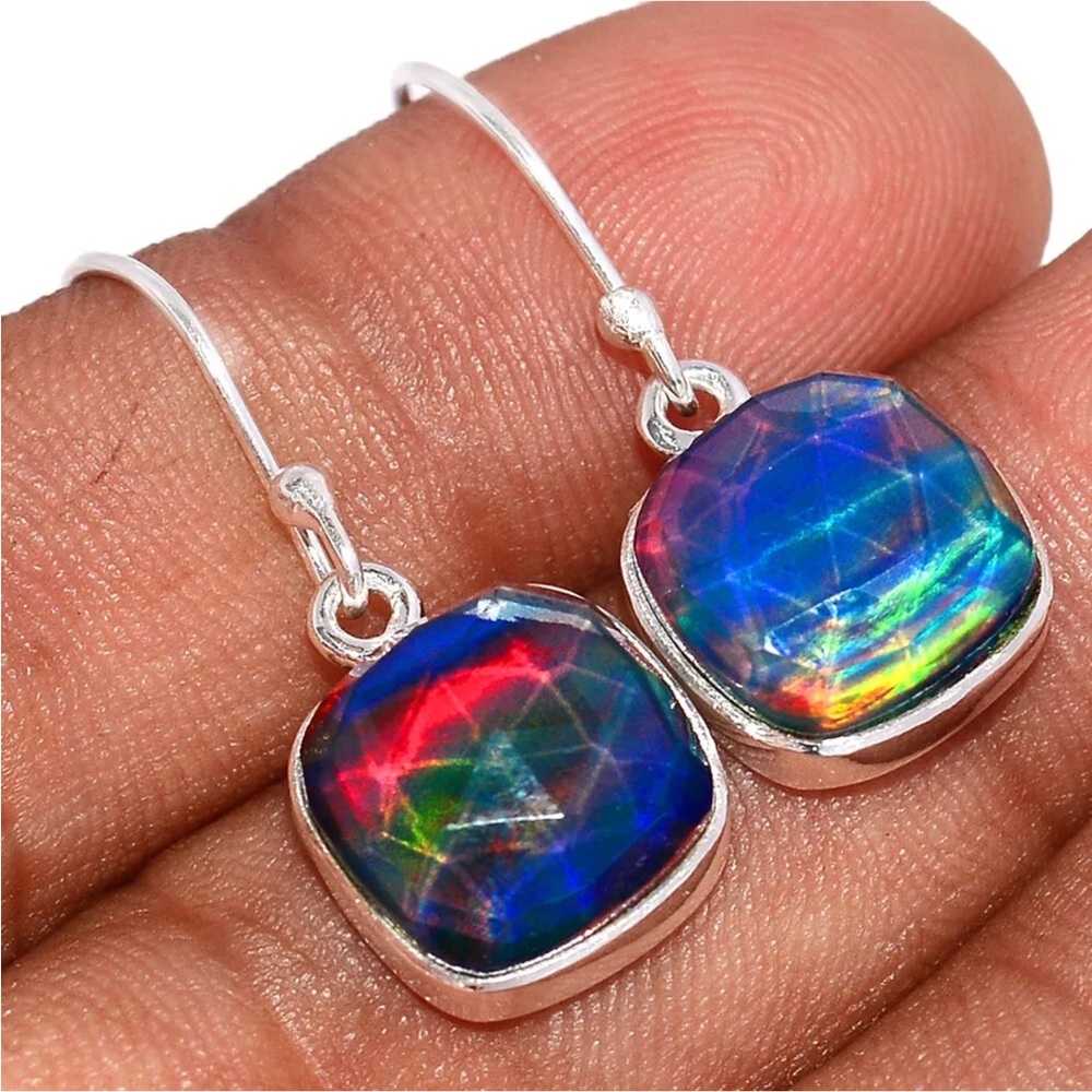 Aura Opal silver earrings - Picture 3 of 4